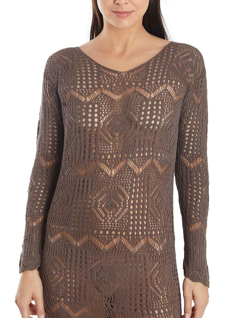 Robe de plage longue crochet Kaki - Kiabi