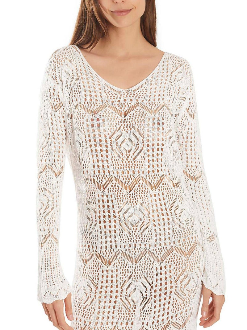 Robe de plage longue crochet Kaki - Kiabi