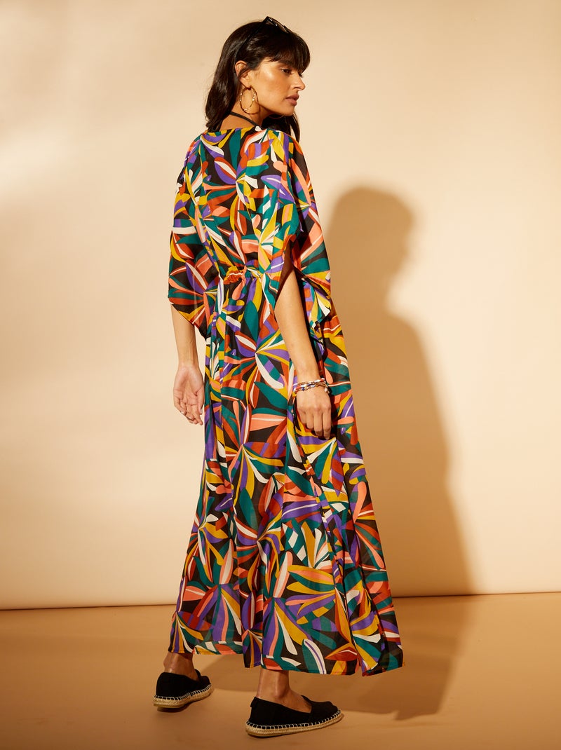 Robe de plage longue imprimée Noir imprimé - Kiabi