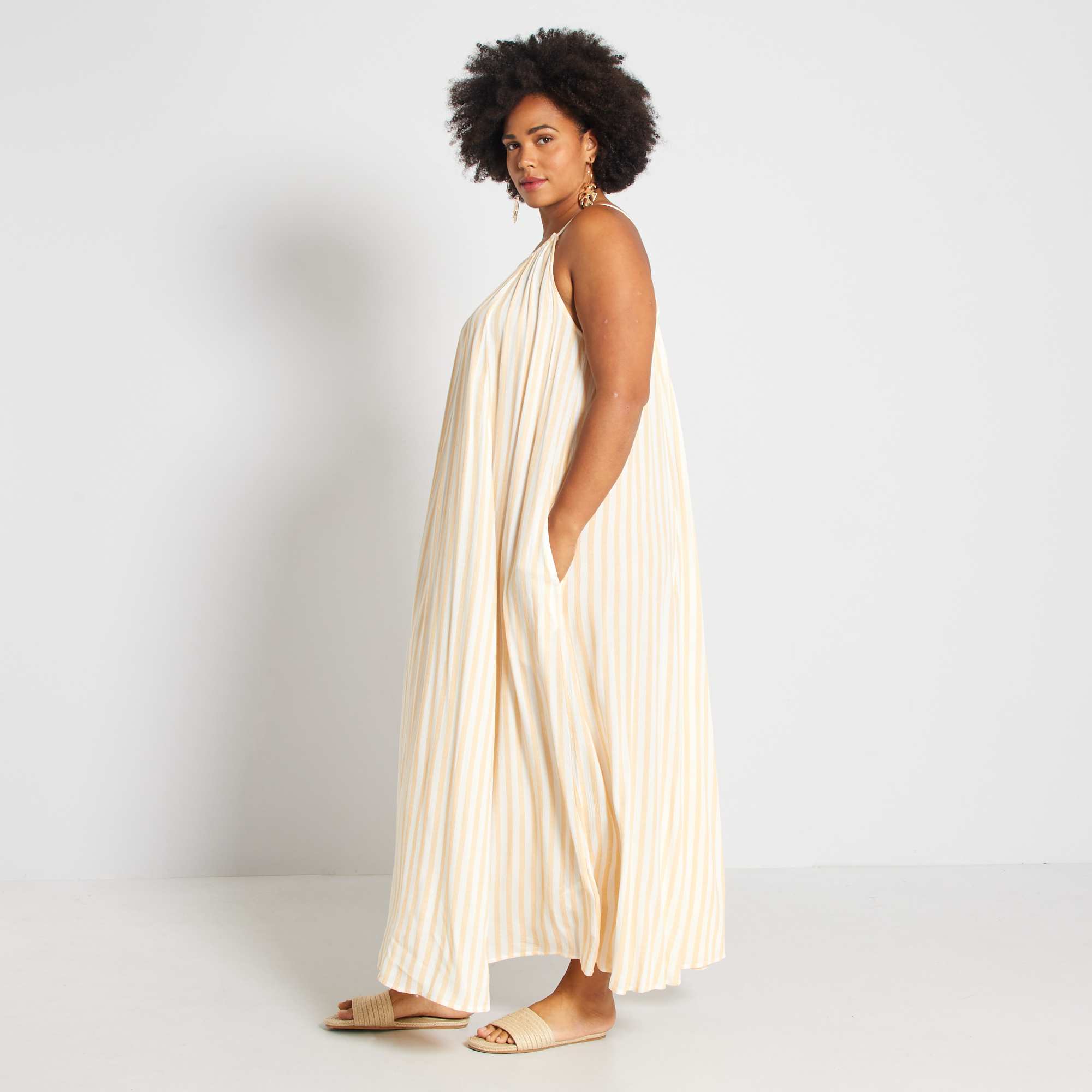 Robe de plage longue Grande taille femme jaune Kiabi 22,00€