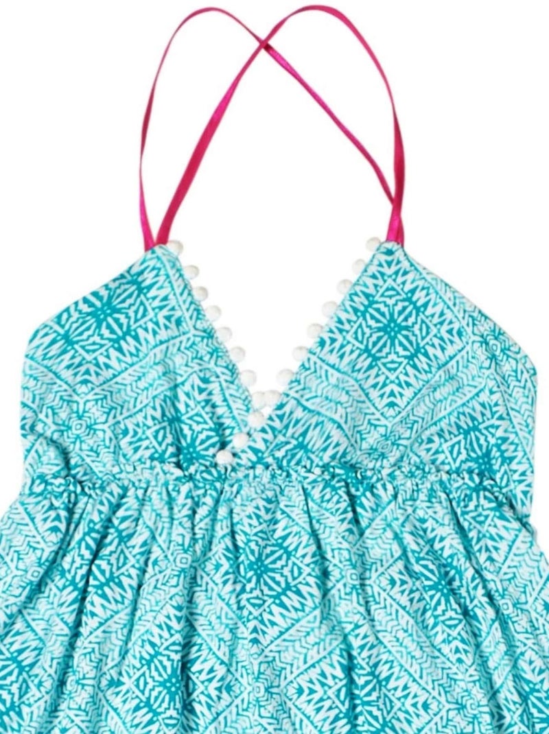 Robe de Plage Longue   Jersey    EUGENIE - La Faute à Voltaire Blanc Vert Blanc - Kiabi