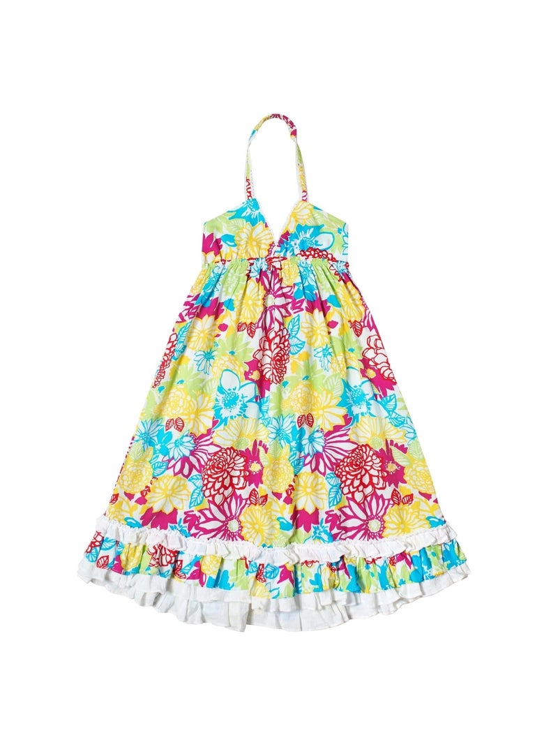 Robe de Plage Longue   Jersey Fleuri   EUGENIE - La Faute à Voltaire Blanc Rose clair Bleu - Kiabi