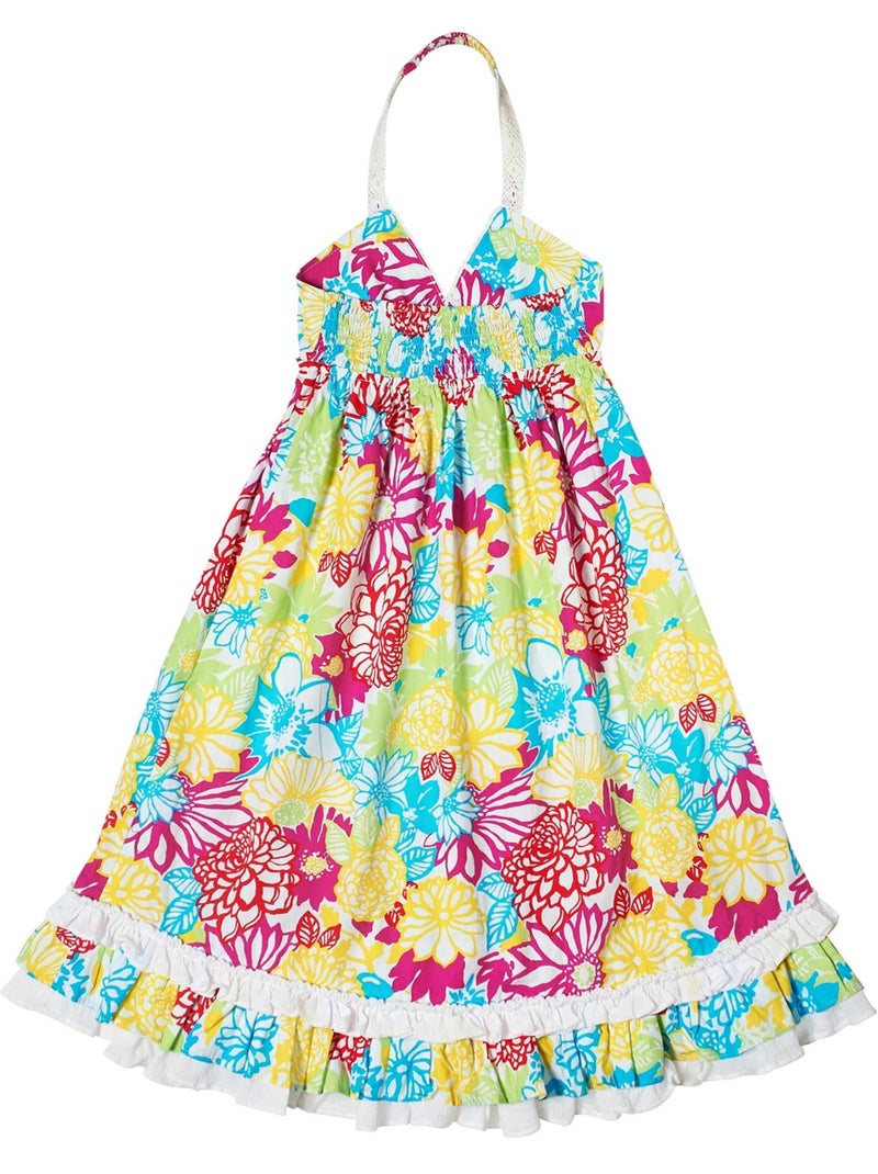 Robe de Plage Longue   Jersey Fleuri   EUGENIE - La Faute à Voltaire Blanc Rose clair Bleu - Kiabi