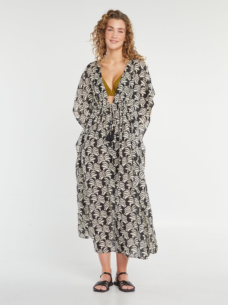 Robe de plage longue ouverte imprimée Imprimé - Kiabi