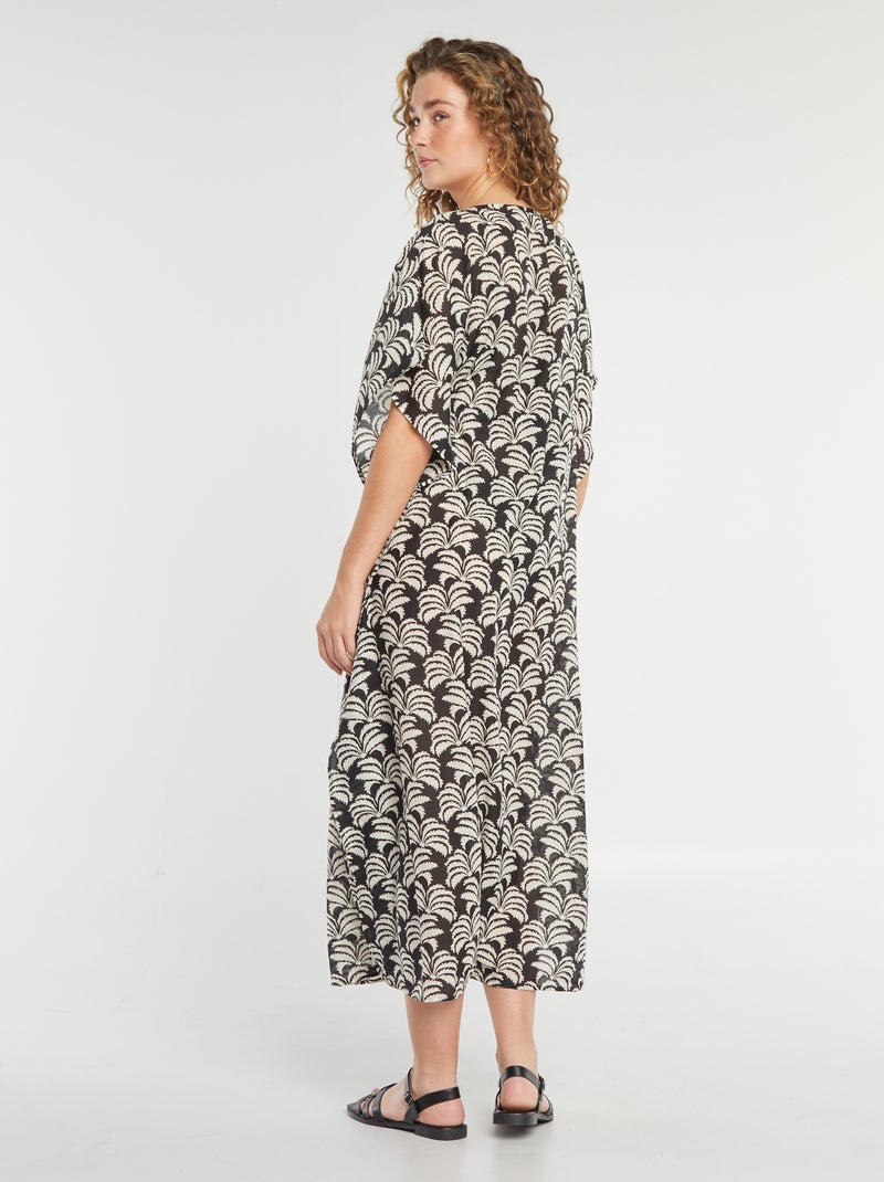 Robe de plage longue ouverte imprimée Imprimé - Kiabi