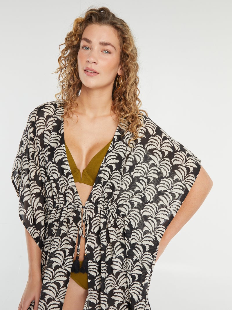 Robe de plage longue ouverte imprimée Imprimé - Kiabi