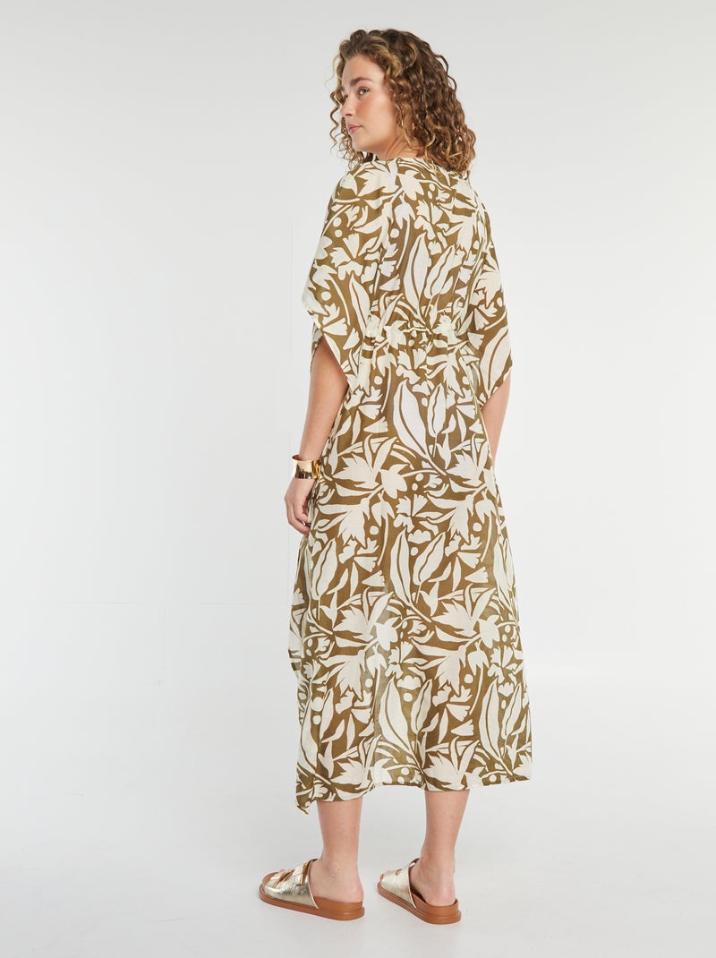 Robe de plage longue ouverte imprimée Imprimé feuilles - Kiabi