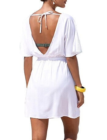 Robe de plage manches courtes Crochet