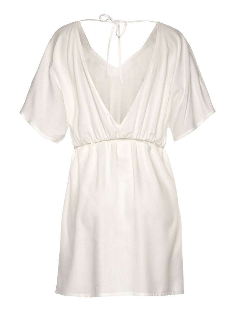 Robe de plage manches courtes Crochet Blanc - Kiabi