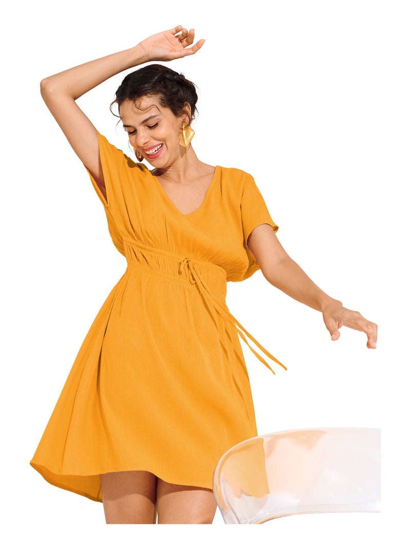 Robe de plage manches courtes KARPATHOS Jaune - Kiabi