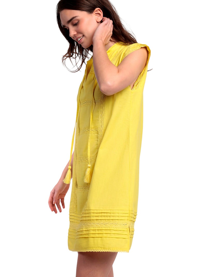 Robe de plage manches courtes Milos Jaune - Kiabi