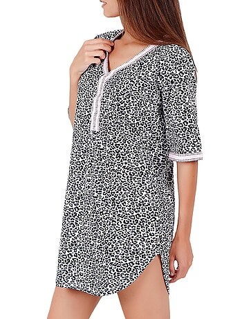 Robe de plage manches courtes Pink Flowers