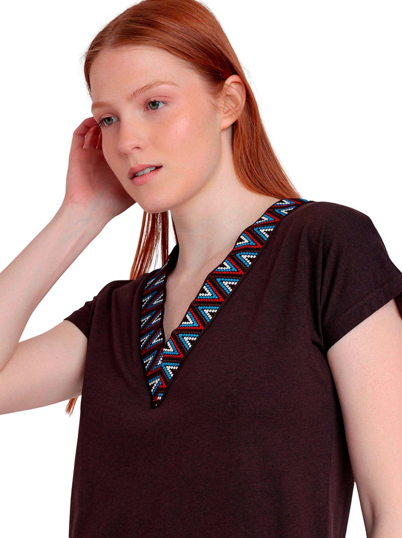 Robe de plage manches courtes Sailor Club Marron chocolat - Kiabi