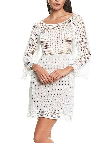 Robe de plage manches trois-quarts crochet