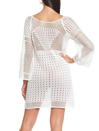 Robe de plage manches trois-quarts crochet