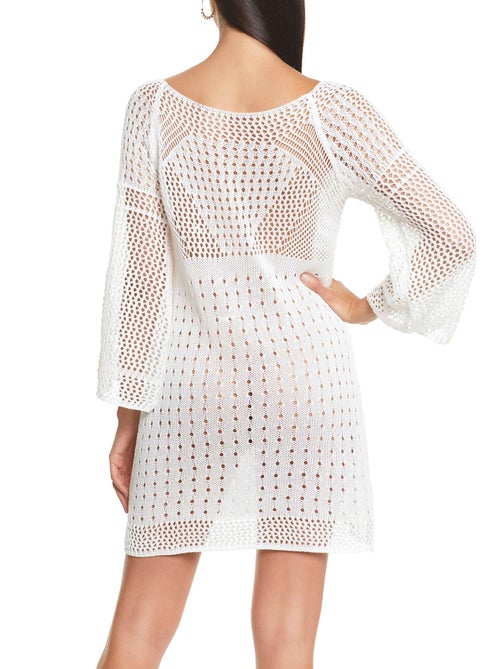 Robe de plage manches trois-quarts crochet - Kiabi