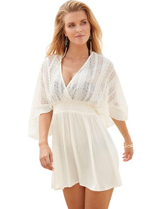 Robe de plage manches trois-quarts Lace