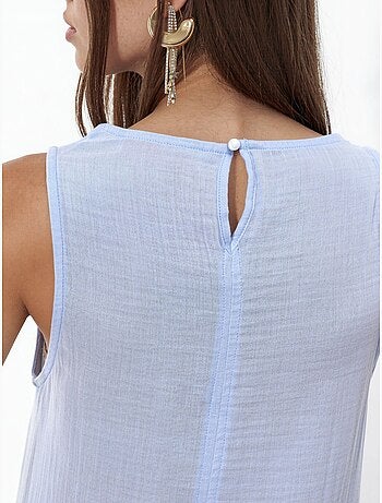 Robe de plage mi-longue en coton texturé avec fente