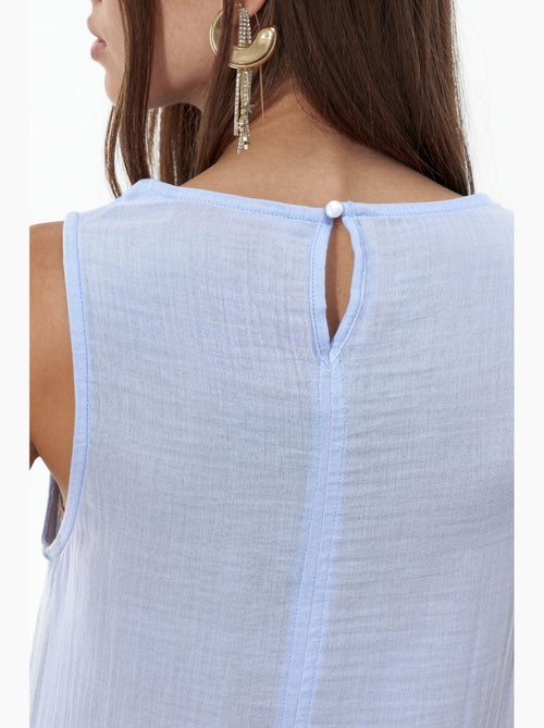 Robe de plage mi-longue en coton texturé avec fente hiccup - Kiabi