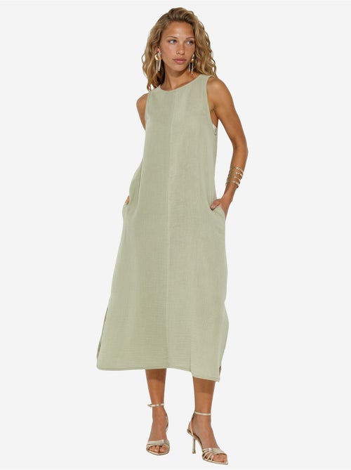 Robe de plage mi-longue en coton texturé avec fente hiccup - Kiabi Robe de plage mi-longue en coton texturé avec fente hiccup - Kiabi
