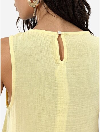 Robe de plage mi-longue en coton texturé avec fente