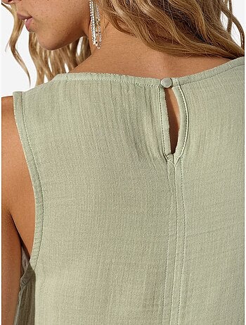 Robe de plage mi-longue en coton texturé avec fente