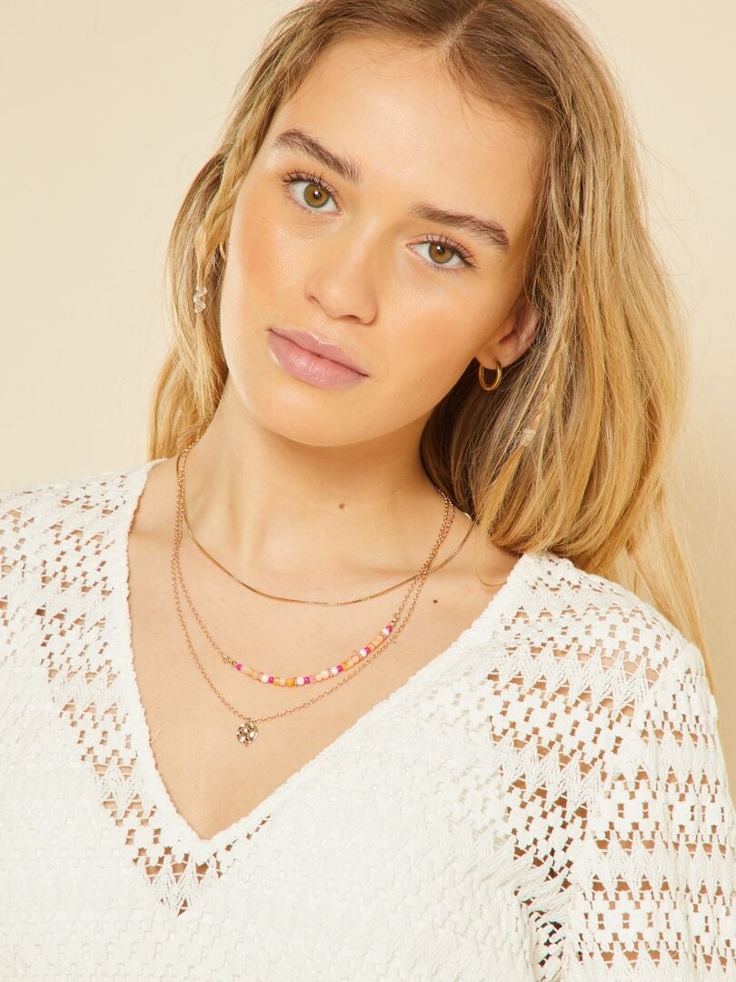 Robe de plage mi-longue en crochet Blanc crème - Kiabi