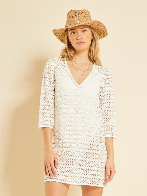 Robe de plage mi-longue en crochet - Kiabi