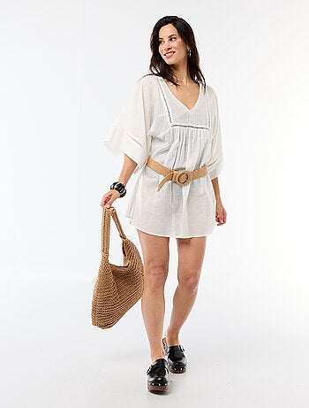 Robe de plage mi-longue unie