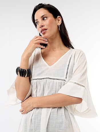 Robe de plage mi-longue unie