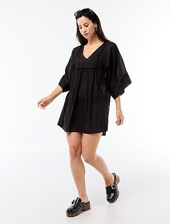 Robe de plage mi-longue unie