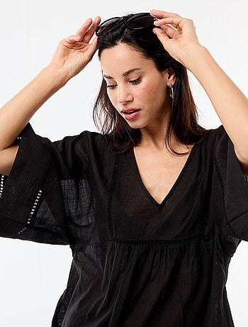 Robe de plage mi-longue unie