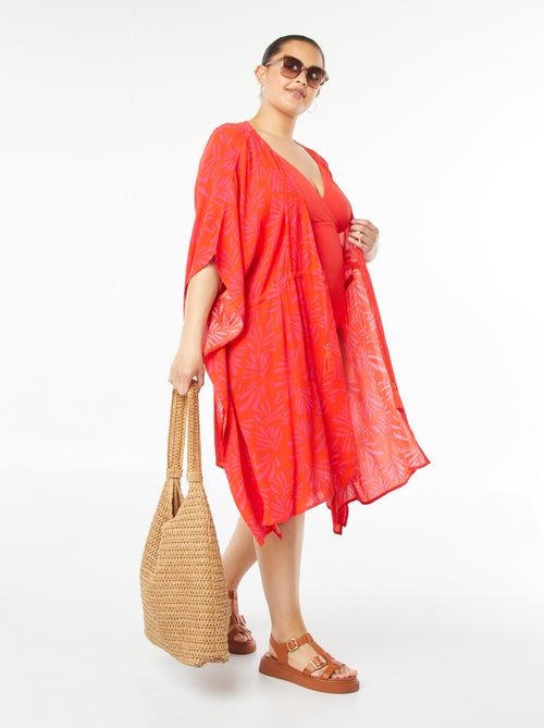 Robe de plage ouverte et imprimée - Kiabi