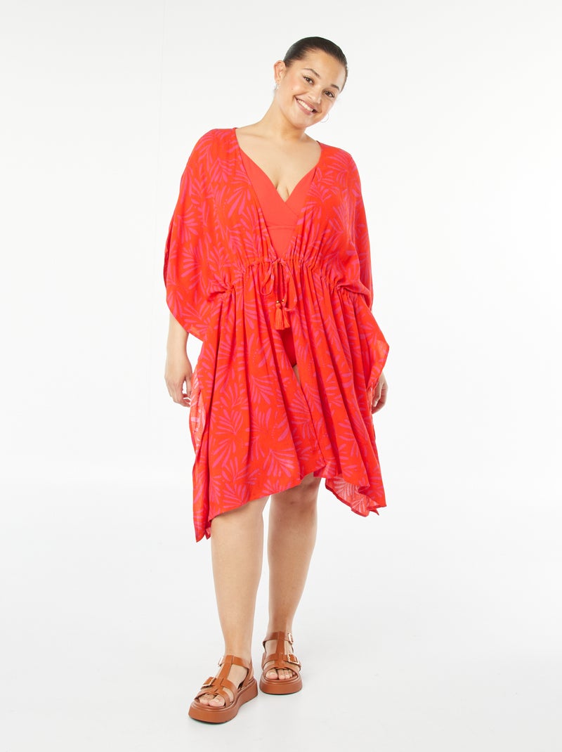 Robe de plage ouverte et imprimée Rose/orange - Kiabi