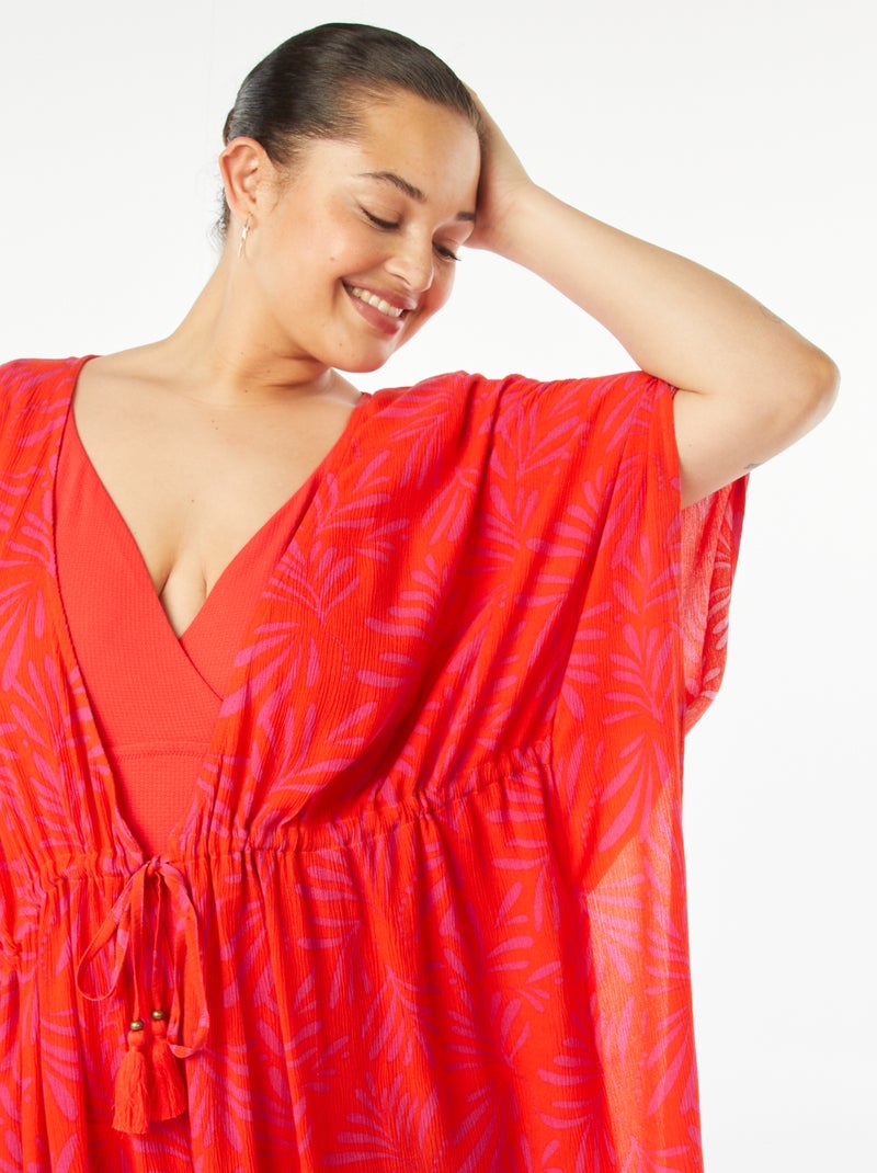Robe de plage ouverte et imprimée Rose/orange - Kiabi