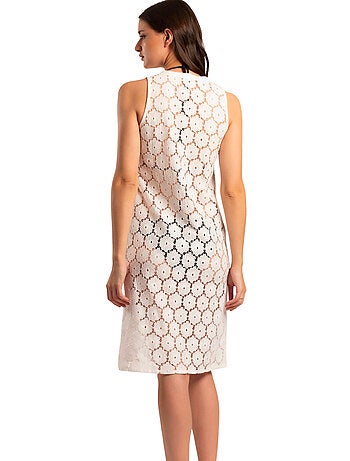 Robe de plage transparente sans manches Beach Flowers