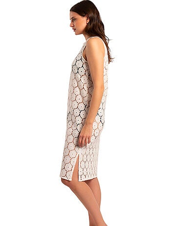 Robe de plage transparente sans manches Beach Flowers
