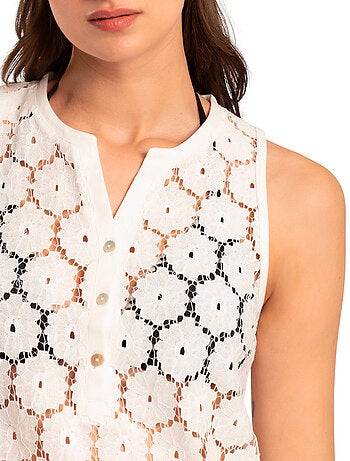 Robe de plage transparente sans manches Beach Flowers