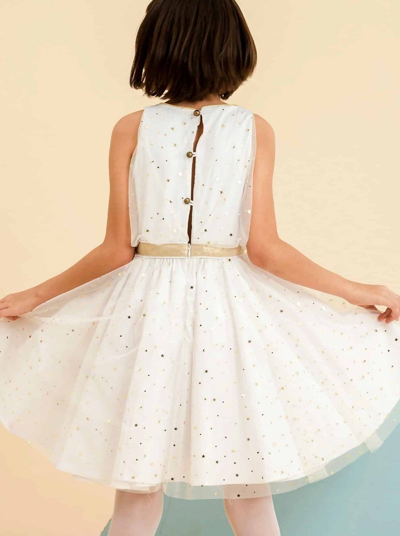 Robe de Soirée   en Tulle & Paillettes   HEPBURN - La Faute à Voltaire Blanc - Kiabi