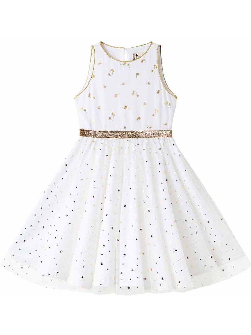 Robe de Soirée   et Détails s en Lin et Tulle  HEPBURN - La Faute à Voltaire Blanc Doré Blanc - Kiabi