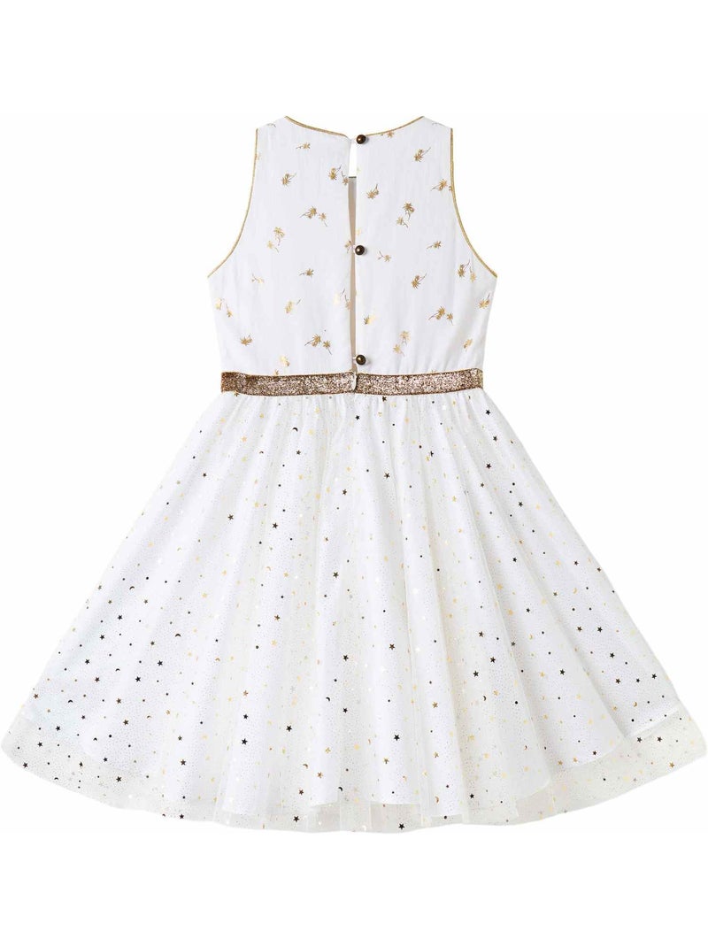 Robe de Soirée   et Détails s en Lin et Tulle  HEPBURN - La Faute à Voltaire Blanc Doré Blanc - Kiabi