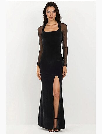 Robe de soirée moulante en velours à manches longues hiccup