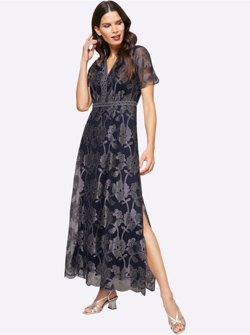 Robe de soirée qualité tissée - taille standard - helline Bleu marine - Kiabi