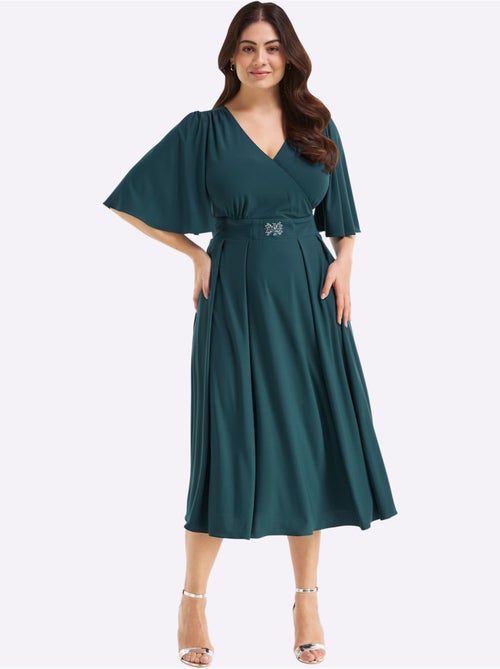 Robe de soirée superbe aspect cache-cœur - taille standard - sheego - Kiabi
