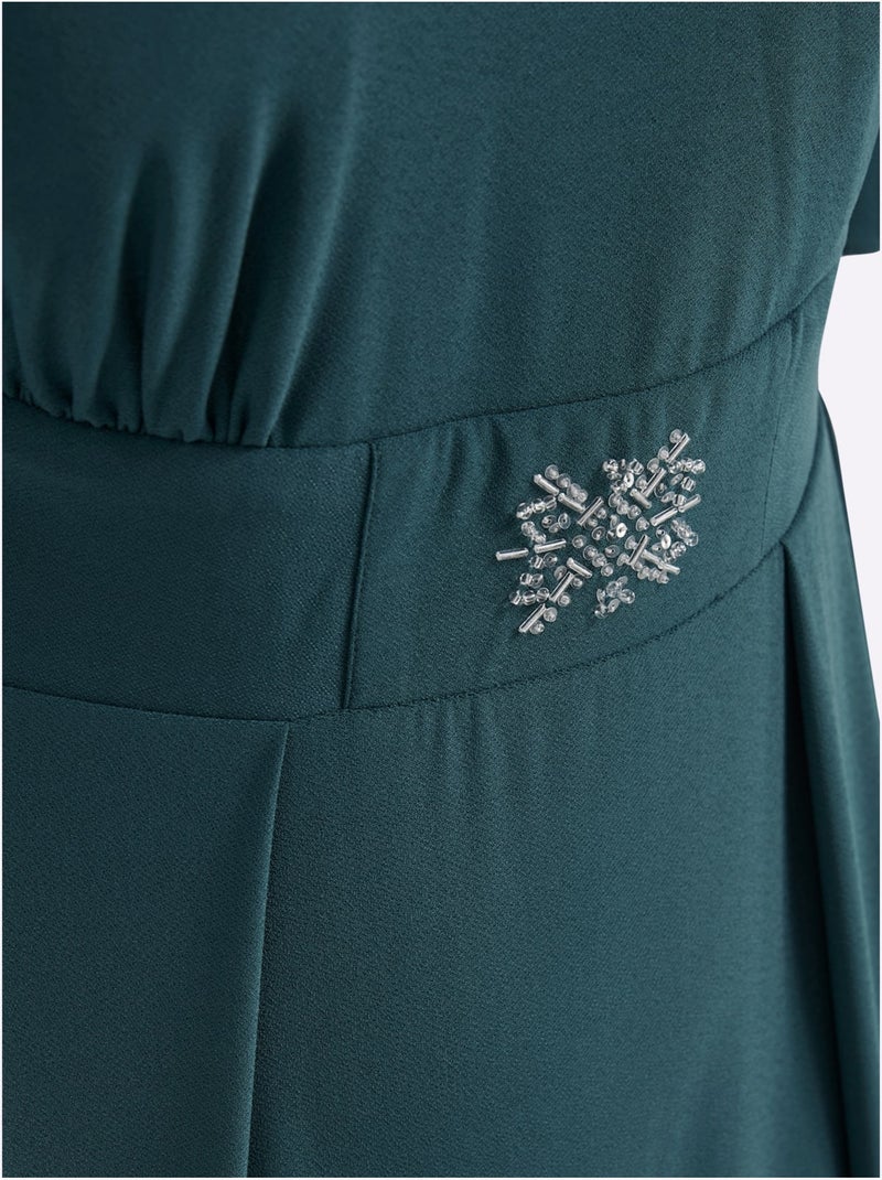 Robe de soirée superbe aspect cache-cœur - taille standard - sheego Bleu pétrole - Kiabi