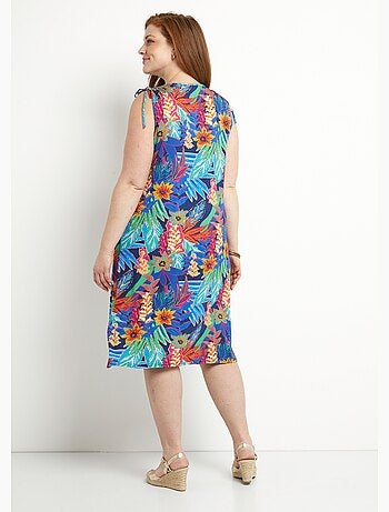 Robe débardeur courte fleuri tropical - Afibel