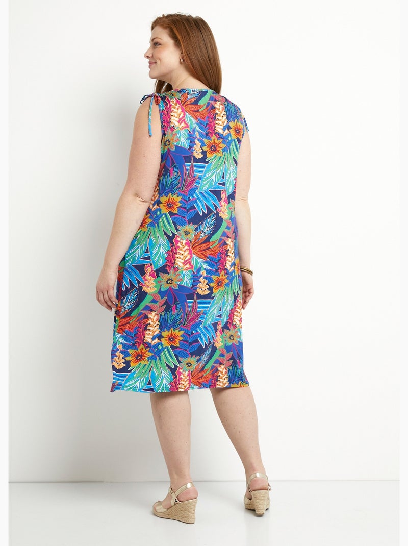 Robe débardeur courte fleuri tropical - Afibel Bleu Rouge - Kiabi