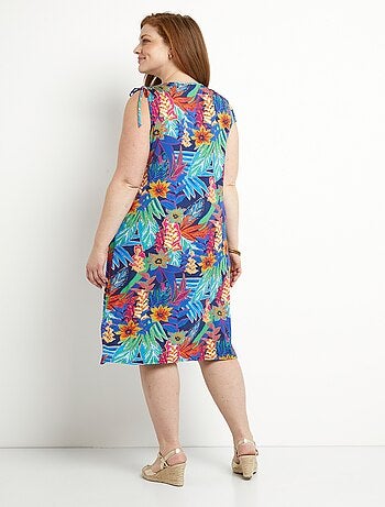 Robe débardeur courte fleuri tropical