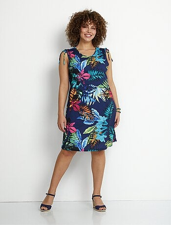 Robe débardeur courte imprimé tropical