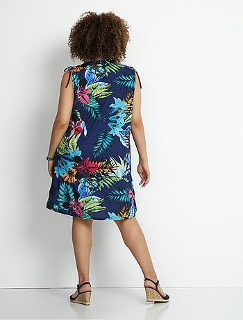 Robe débardeur courte imprimé tropical